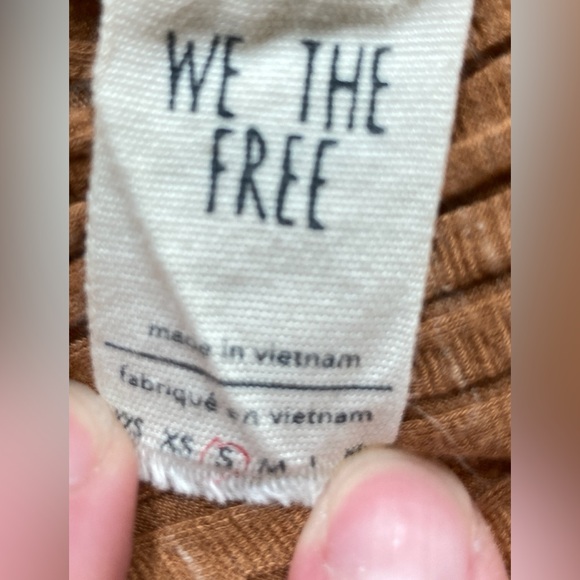 Free People We the Free Ribbed Faux Wrap Top V-Neck Tie Waist Sz Small - Picture 6 of 6